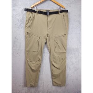 MIER Khaki Cargo Belted Pants Hiking Outdoor Utility Nylon Stretch Men XXL 42x32